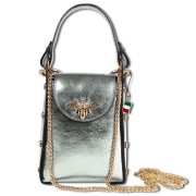 Florence Biene Damen Tasche Echtleder silbergrau metallic OTM802K