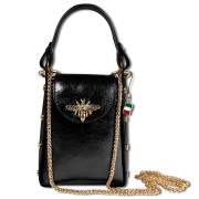 Florence Biene Damen Tasche Echtleder schwarz metallic OTM802S