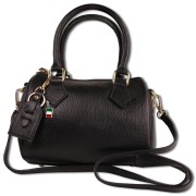 Florence Damen Handtasche Bowlingtasche Echtleder schwarz OTM807S
