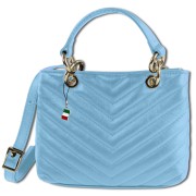 Florence Damen gesteppte Handtasche Echtleder hellblau OTM810H