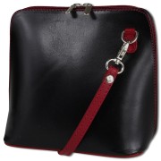 Toscanto Damen Umhängetasche Schultertasche Leder Tasche schwarz rot OTT109US