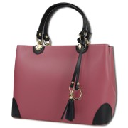 Toscanto Damen Handtasche Leder Tasche altrosa schwarz OTT156HA