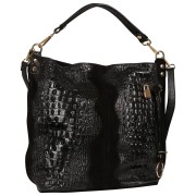 Toscanto Damen Beuteltasche Shopper Leder Tasche schwarz OTT162SS