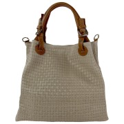 Toscanto Damen Handtasche Umhängetasche Leder Tasche taupe beige OTT164HI