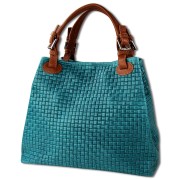 Toscanto Damen Handtasche Leder Tasche türkis braun OTT164HT