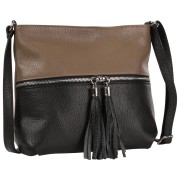 Toscanto Damen Umhängetasche Leder Tasche taupe schwarz OTT195USI