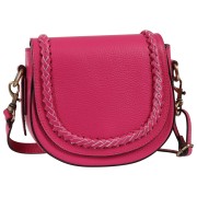 Toscanto Damen Schultertasche Umhängetasche Leder Tasche fuchsia pink OTT806SP