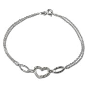 SilberDream Armband Herz Zirkonia weiß 925er Sterling Silber 19cm SDA423W