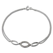 SilberDream Armband Oval Zirkonia weiß 925er Sterling Silber 19cm SDA425W