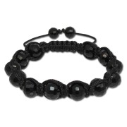 SilberDream Shamballa Armband Glas schwarz 14 geschliffene Kugeln SDA914