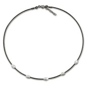 SilberDream Collier Kette Fantasie schwarz 925 Silber Damen 42-44cm SDK28242S