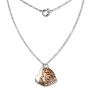 SilberDream Kette Doppel Herz rose vergoldet 925 Sterling Silber 45,5cm SDK8006E