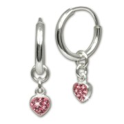 Teenie-Weenie Kinderohrring Creole Herz Zirkonia rosa 925 Silber SDO091A