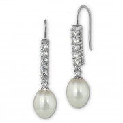 SilberDream Ohrhänger Süßwasser Perle weiß mit Zirkonias 925 Silber SDO1708W
