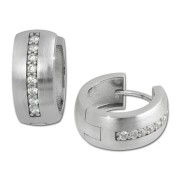 SilberDream Creole Matt Zirkonia weiß 925 Sterling Silber Ohrring SDO349M