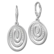 SilberDream Ohrhänger Oval Zirkonia weiß 925 Silber Ohrring SDO364S