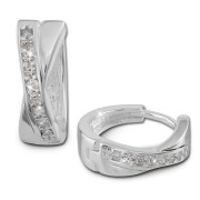 SilberDream Creole X-Form Zirkonia weiß 925 Sterling Silber Ohrring SDO380W