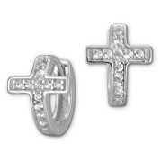 SilberDream Creole Kreuz Zirkonia weiß 925 Sterling Silber Damen SDO398W