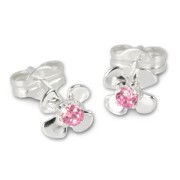 SilberDream Ohrringe Blume rosa 925 Silber Ohrstecker SDO508P