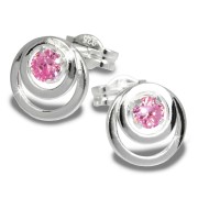 SilberDream Ohrring Kreise Zirkonia rosa 925 Silber Ohrstecker SDO542A