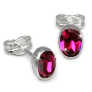 SilberDream Ohrringe Zirkonia oval fuchsia 925er Ohrstecker SDO552D