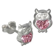 Kinder Ohrring Eule rosa Silber Ohrstecker Kinderschmuck TW SDO8009A