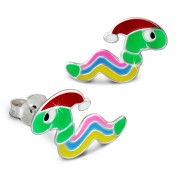 Kinder Ohrring Wurm grün Silber Ohrstecker Kinderschmuck TW SDO8117G