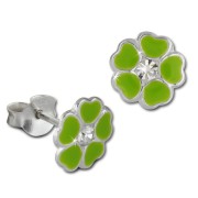 Kinder Ohrring Blümchen hellgrün Ohrstecker 925 Kinderschmuck TW SDO8123L