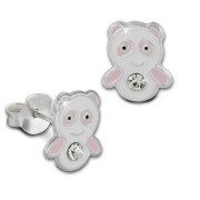 Kinder Ohrring Panda rosa/weiß Silber Ohrstecker Kinderschmuck TW SDO8125A