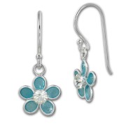 Kinder Ohrring 3D Blume blau Ohrhänger 925 Kinderschmuck TW SDO8139H