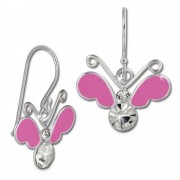 Kinder Ohrring 3D Schmetterling pink Ohrhänger 925 Kinderschmuck TW SDO8140P