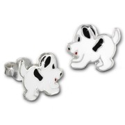 Kinder Ohrring Hündchen weiß Ohrstecker 925 Kinderschmuck TW SDO8144W