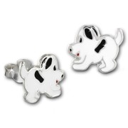 Kinder Ohrring Hündchen weiß Ohrstecker 925 Kinderschmuck TW SDO8144W