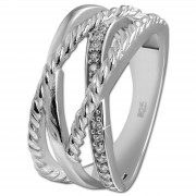 SilberDream Ring Bandring gedreht Zirkonia weiß Gr.62 aus 925er Silber SDR411W62