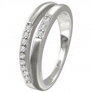 SilberDream Ring Double Zirkonia weiß Gr.62 aus 925er Silber SDR416W62