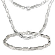 SilberDream Schmuck Set Collier & Armband oval matt 925 Silber SDS403