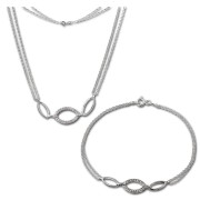 SilberDream Schmuckset Oval Zirkonia Kette & Armband 925 Silber SDS425W