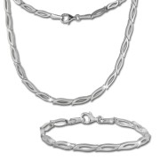 SilberDream Schmuck Set Blütenblatt Collier & Armband Damen 925 Silber SDS428