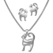 Teenie-Weenie Kinder Schmuck Set Kätzchen Kette und Ohrringe 925er SDS49113