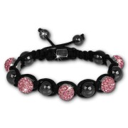 Shamballa Armband original Sterlinx mit 5 rosa Glitzerkugeln SHS51A