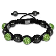 Shamballa Armband original Sterlinx mit 5 hellgrün Glitzerkugeln SHS51L