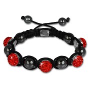 Shamballa Armband original Sterlinx mit 5 rote Glitzerkugeln SHS51R