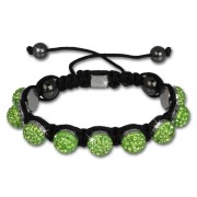 Shamballa Armband original Sterlinx mit 9 grünen Glitzerkugeln SHS90L