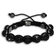 Shamballa Armband original Sterlinx mit 9 schwarzen Glitzerkugeln SHS90S