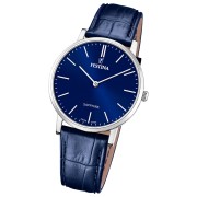 Festina Herrenuhr Leder blau Festina Swiss Made Armbanduhr UF20012/3