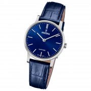 Festina Damenuhr Swiss Made Armbanduhr Leder blau UF20013/3