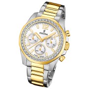 Festina Damenuhr Boyfriend Armbanduhr Edelstahl silber gold UF20607/1