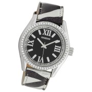 Oozoo Damen Armbanduhr Timepieces Analog Leder schwarz weiß UOC10268