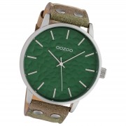 Oozoo Herren Armbanduhr Timepieces Analog Leder camouflage grün UOC10460
