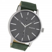 Oozoo Damen Herren Armbanduhr Timepieces Lederband grau, grün UOC10500